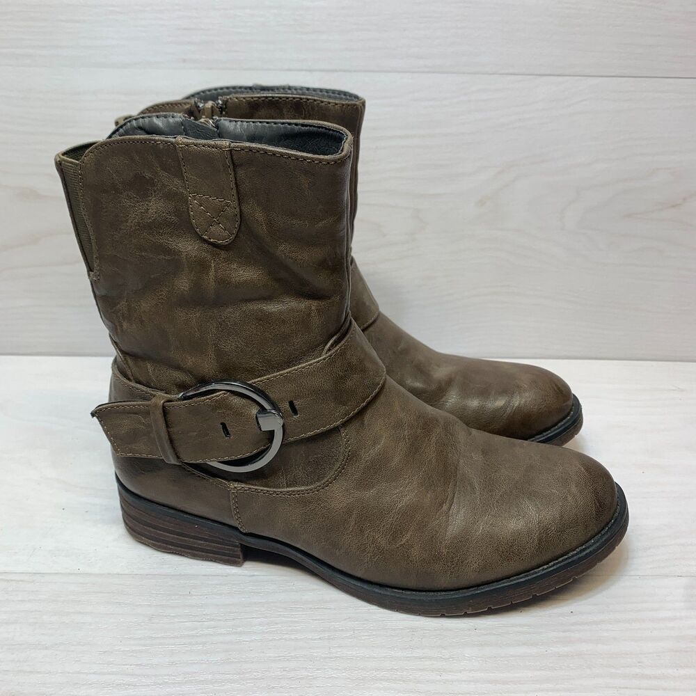 Patrizia Patah Ankle Boots Women's Size 8 Brown Vegan‎ Adjustable Strap